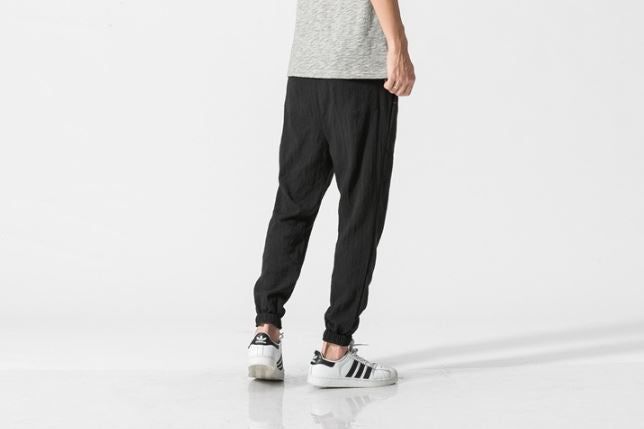 Linen Cuffed Pant in Black