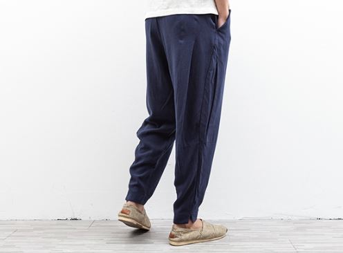 Linen Relaxed Pant in Dark Blue