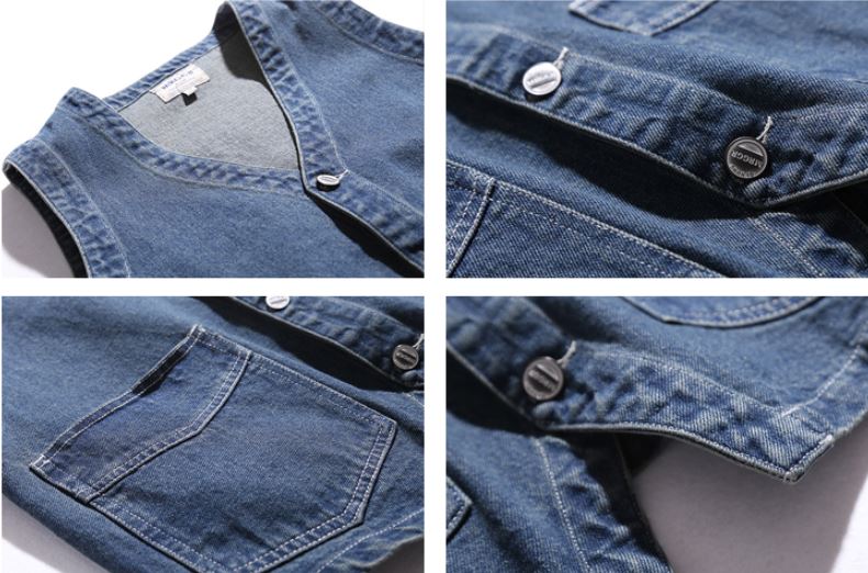 Buttoned Denim Vest