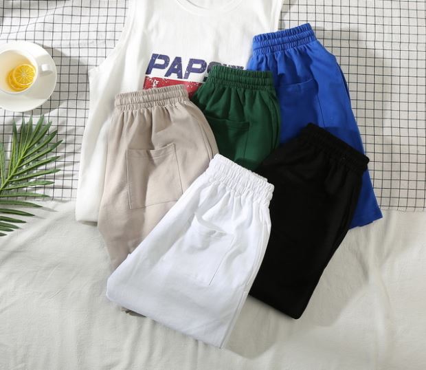 Drawstring Jersey Shorts in Blue