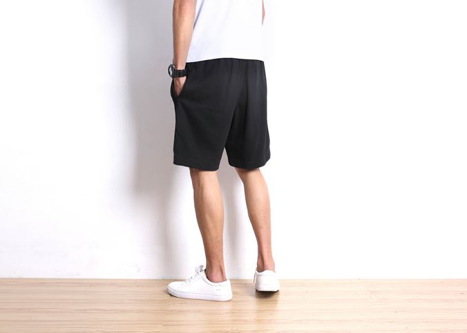 Cotton Drawstring Shorts in Black
