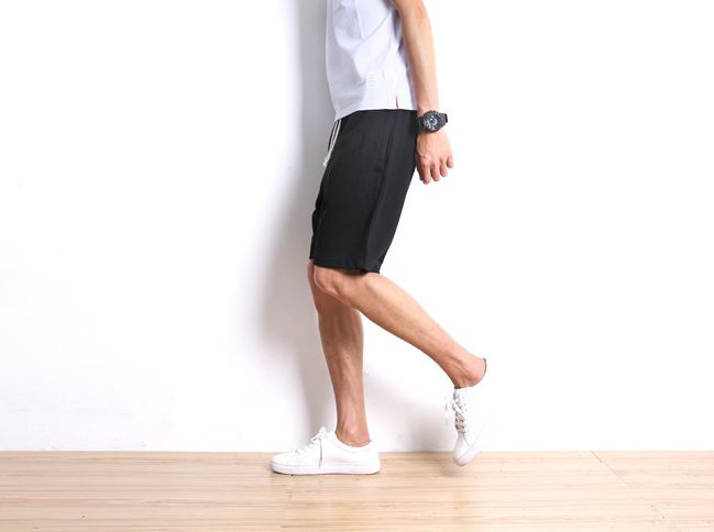 Cotton Drawstring Shorts in Black