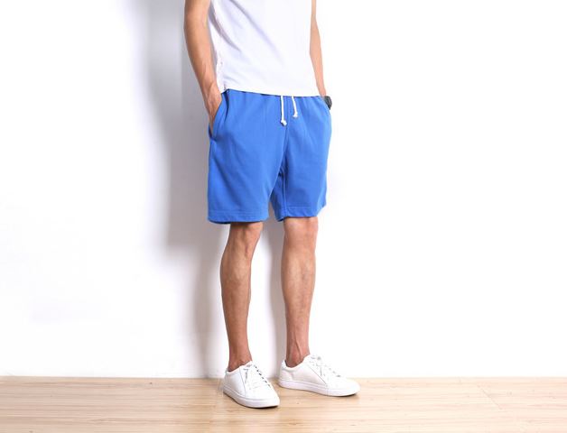 Cotton Drawstring Shorts in Blue
