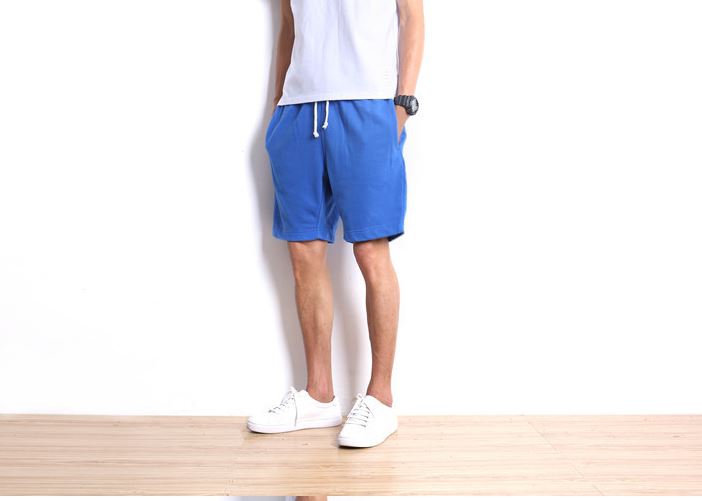 Cotton Drawstring Shorts in Blue