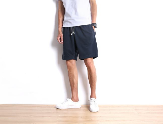 Cotton Drawstring Shorts in Dark Blue