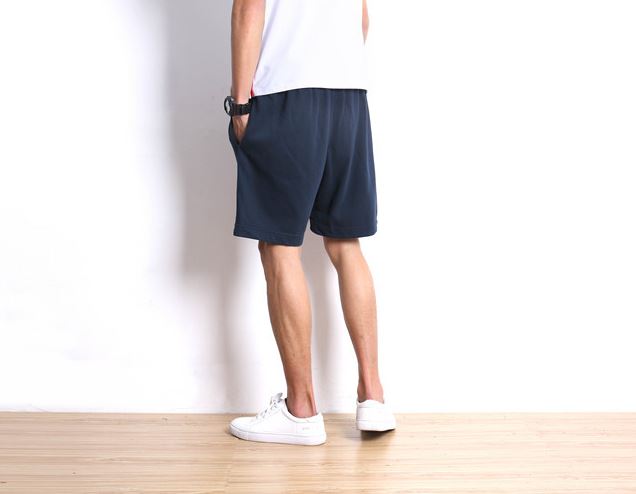 Cotton Drawstring Shorts in Dark Blue