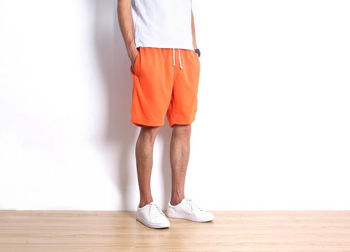Cotton Drawstring Shorts in Orange