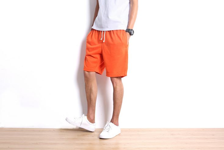 Cotton Drawstring Shorts in Orange