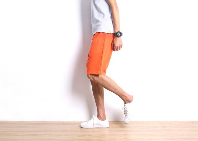 Cotton Drawstring Shorts in Orange