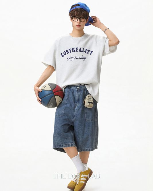 Lost Reality Vintage Graphic Tee in Light Grey