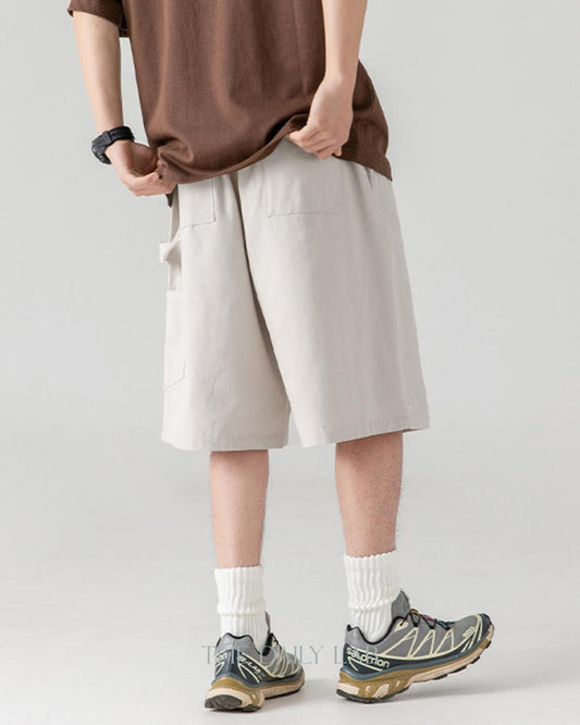 Buttoned Cargo Cotton Shorts in Beige