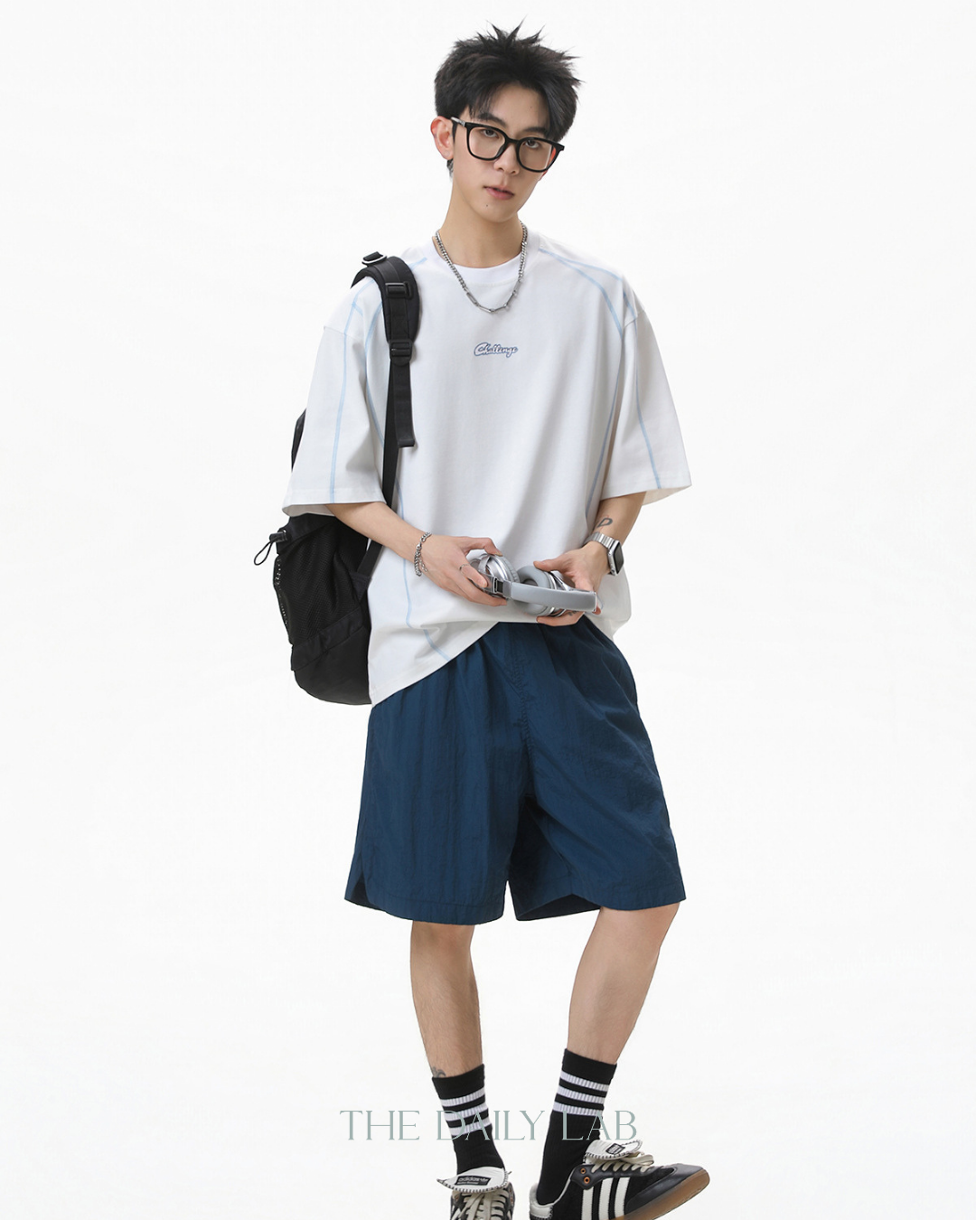 Contrast Panel Letter Tee in White