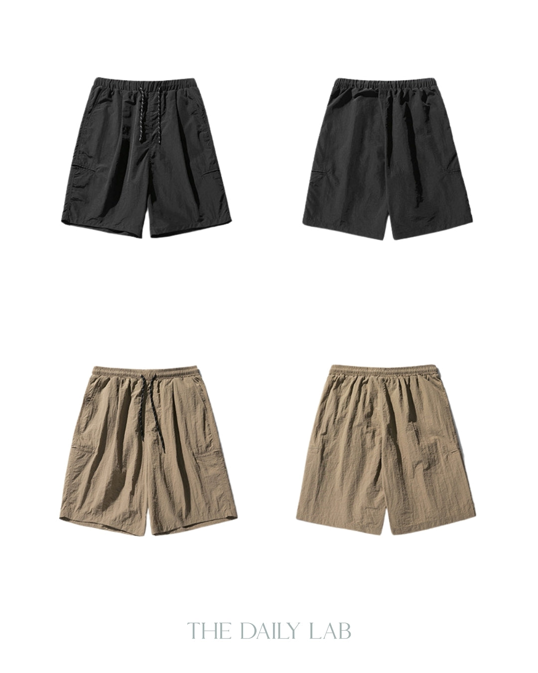 Nylon Cargo Shorts in Black