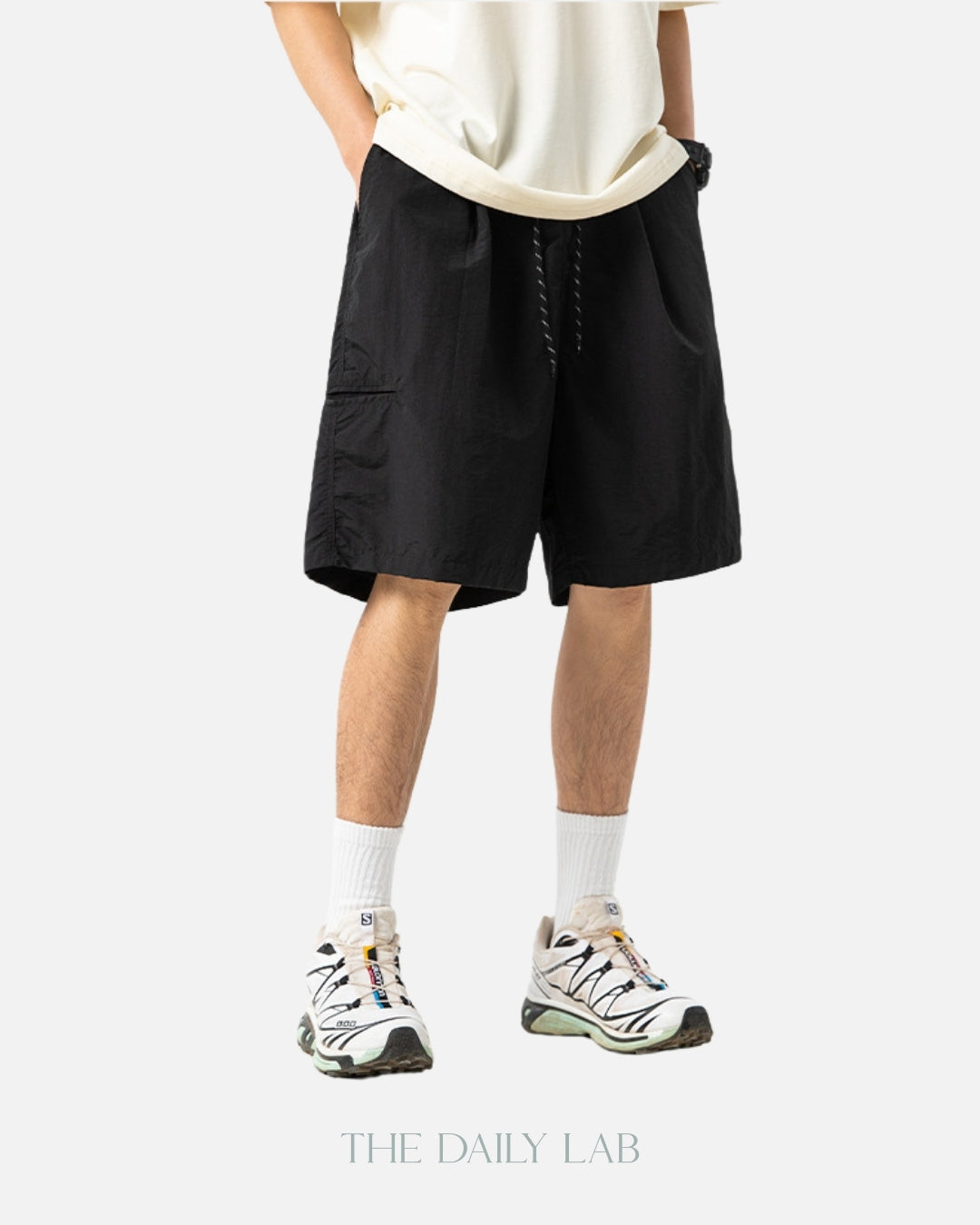 Nylon Cargo Shorts in Black