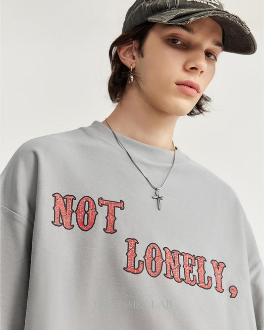 Not Lonely Oversized Tee in Grey