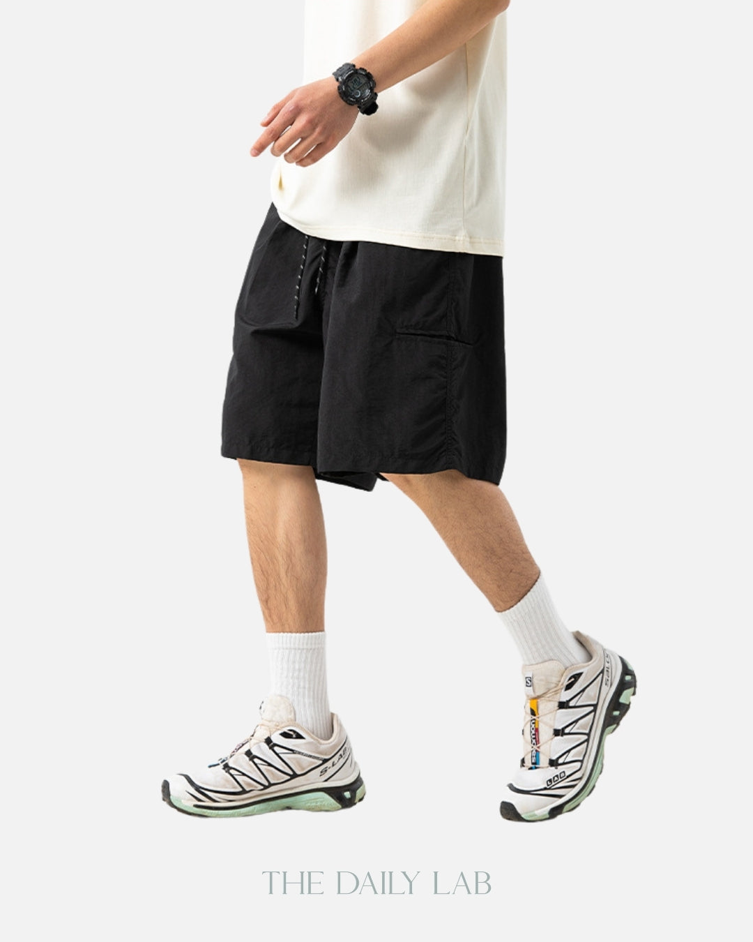 Nylon Cargo Shorts in Black