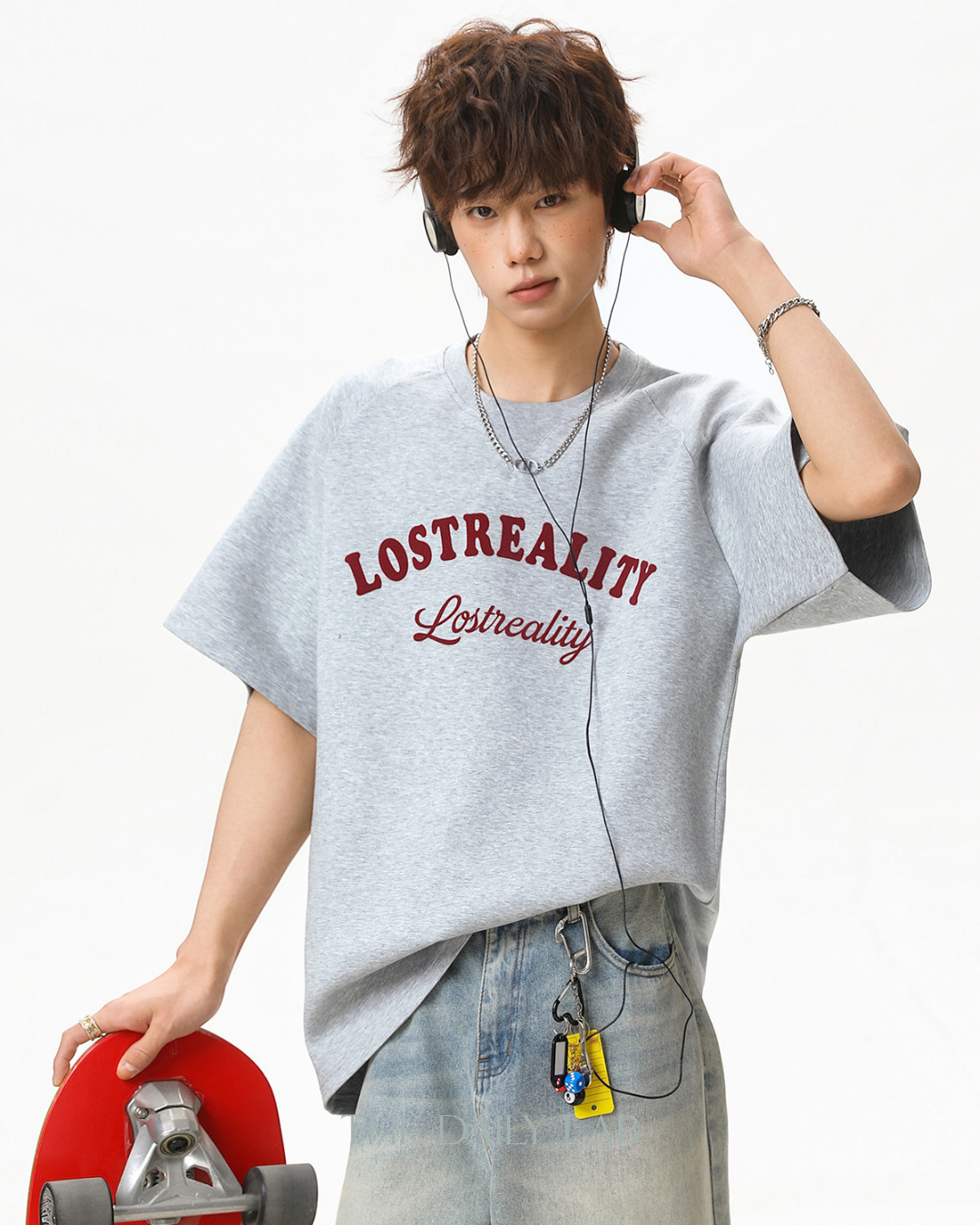 Lost Reality Vintage Graphic Tee in Dark Grey