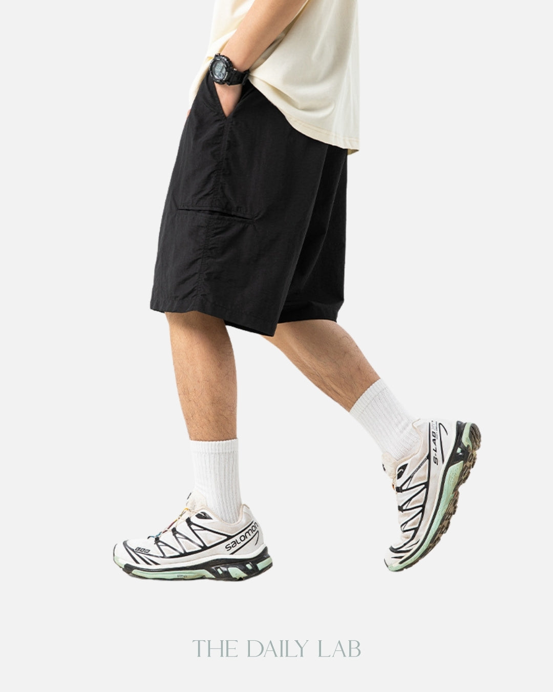 Nylon Cargo Shorts in Black