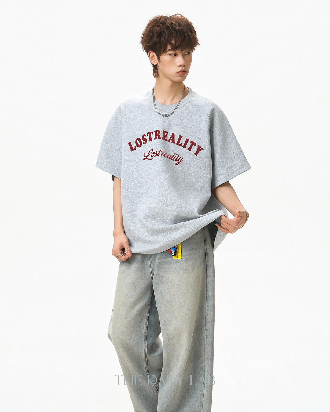 Lost Reality Vintage Graphic Tee in Dark Grey