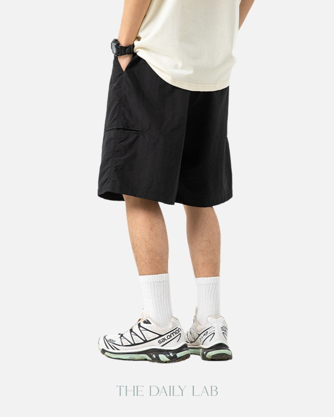 Nylon Cargo Shorts in Black