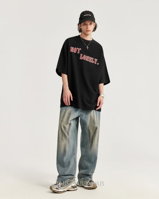 Not Lonely Oversized Tee in Black