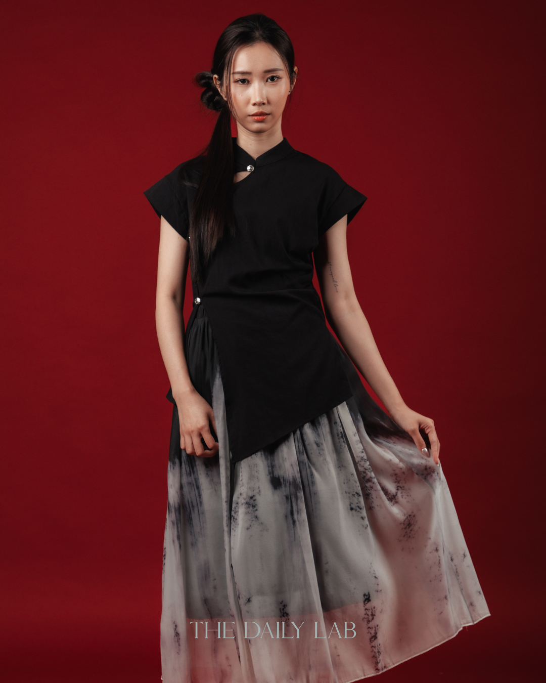 Asymmetric Slit Button Blouse