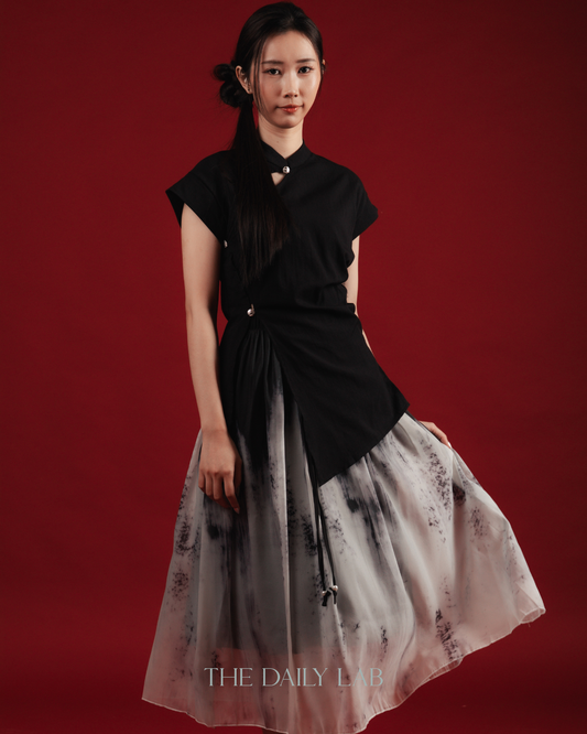 Asymmetric Slit Button Blouse