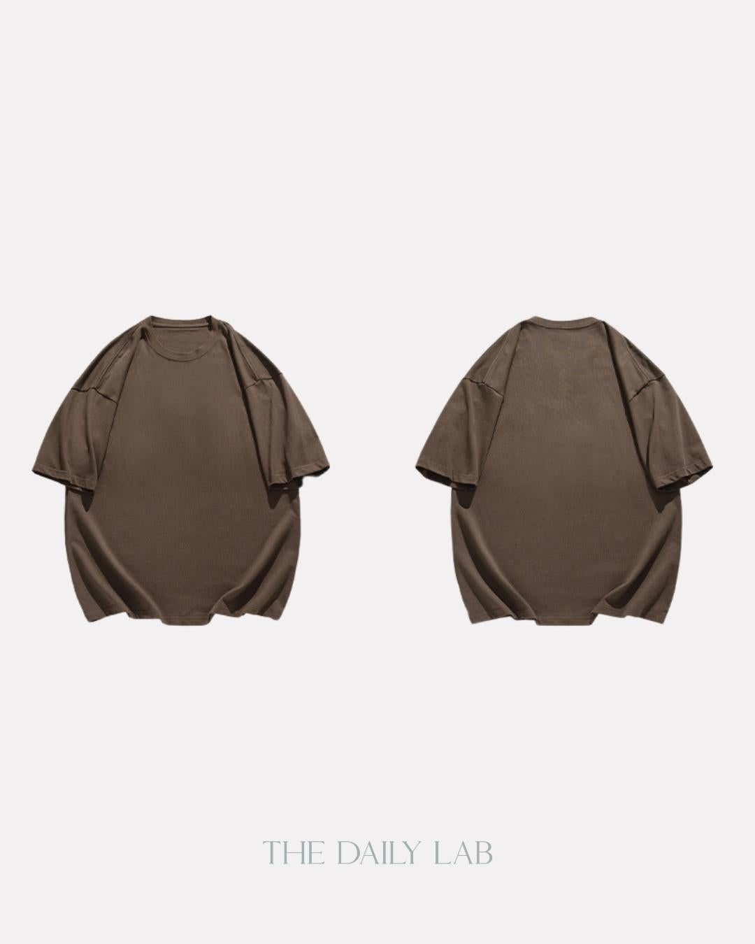 200G Cotton Oversized Tee in Brown