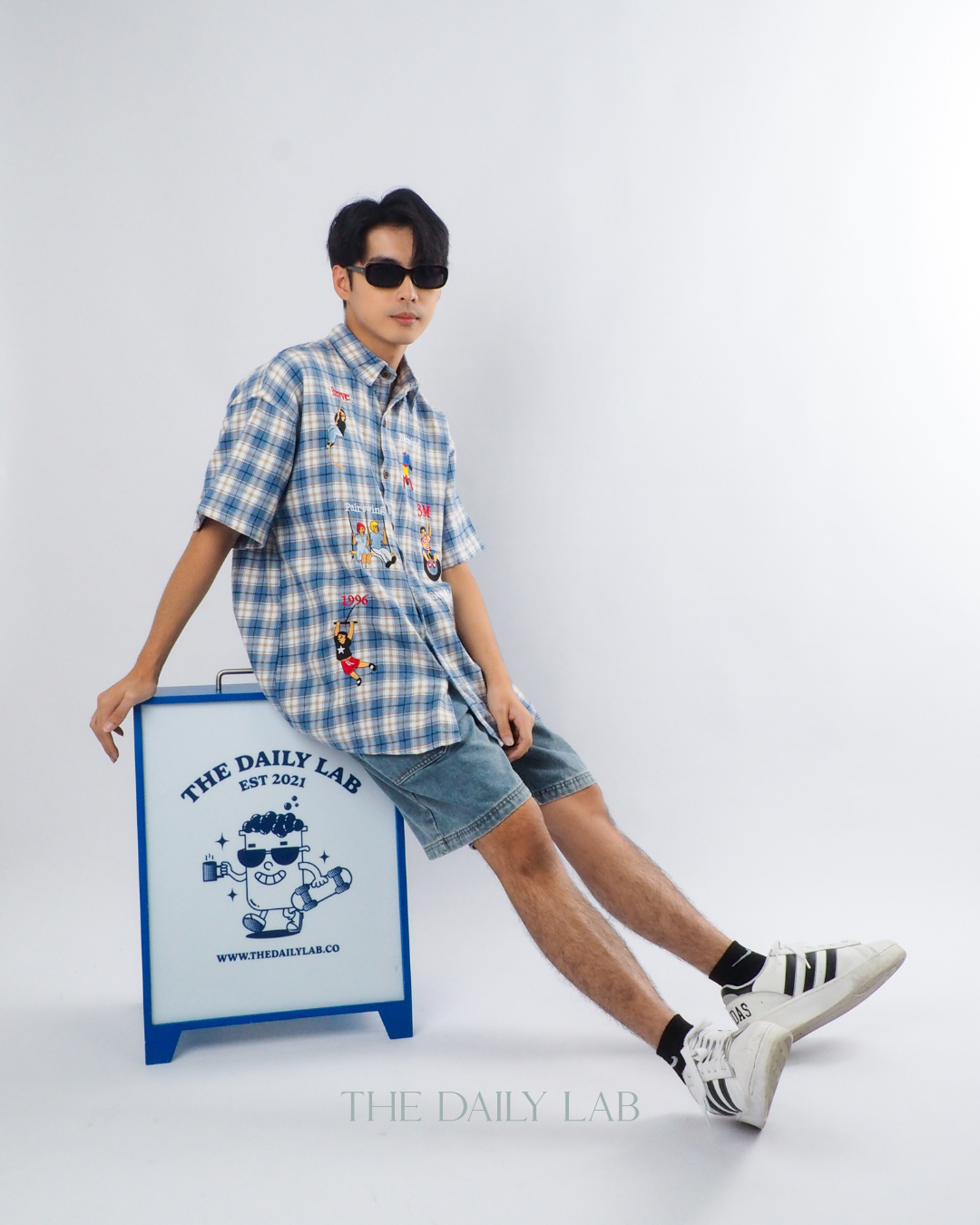 Summer Vintage Plaid Shirt in Blue