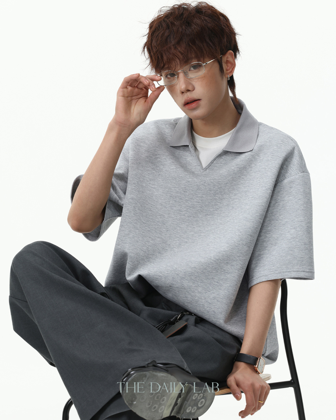 Estate V Polo Tee in Grey
