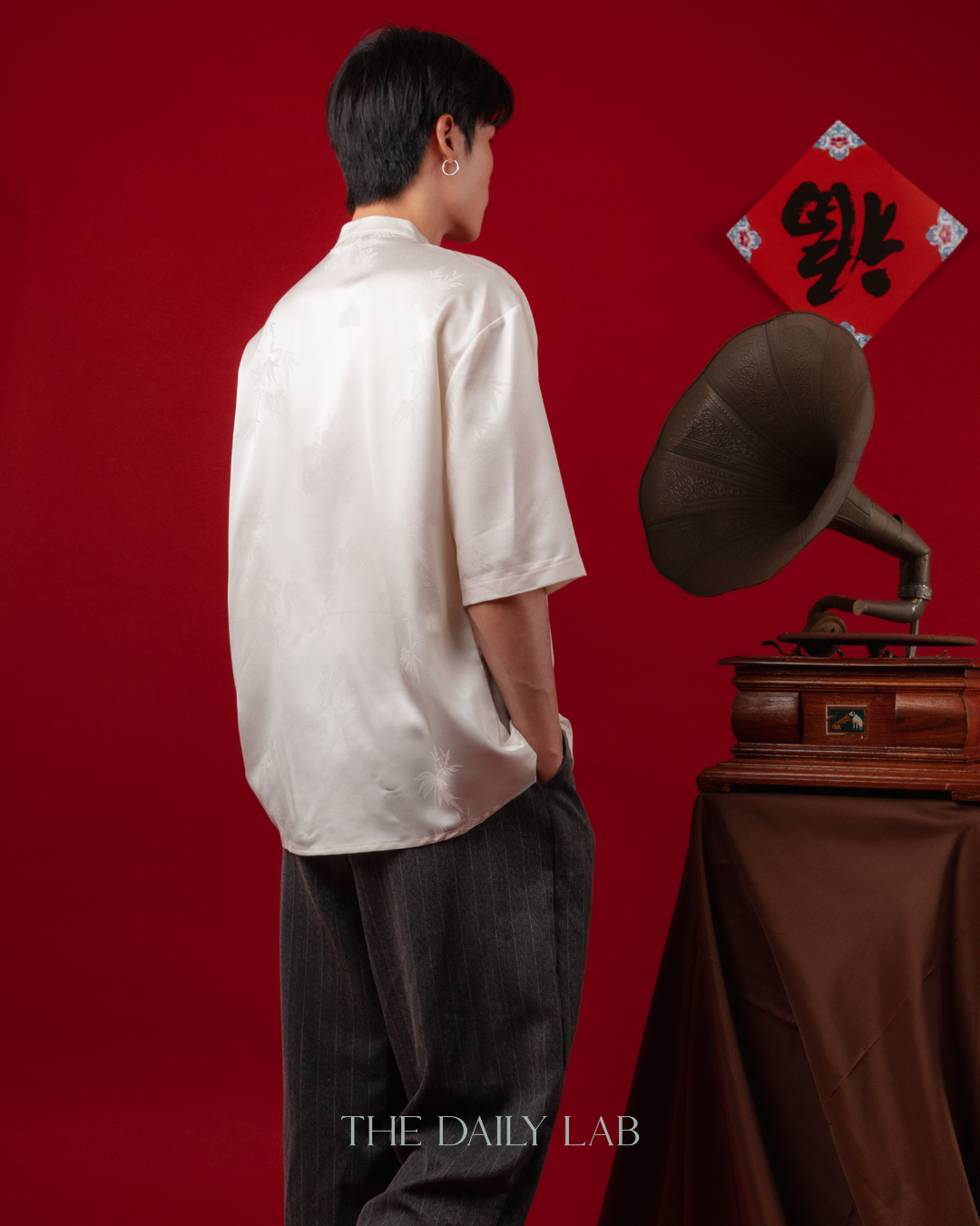 Vintage Mandarin Collar Coat in Beige