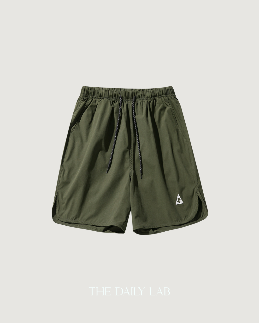 Loose Embroidered Drawstring Shorts in Green