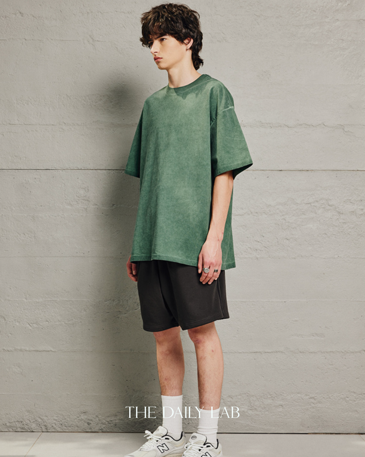 320G Retro Basic Oversized Shirt in Green