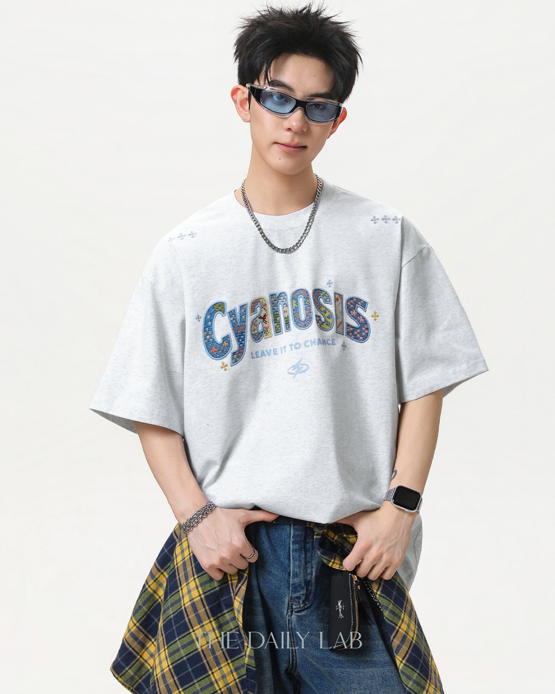 Urban Patch Embroidery Tee in Grey