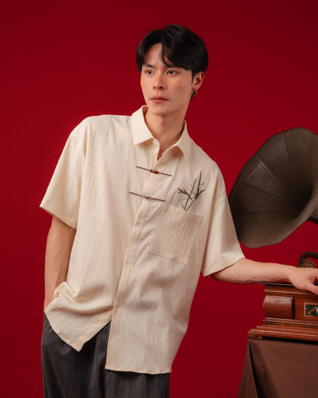 Bamboo Stitch Tang Shirt in Beige