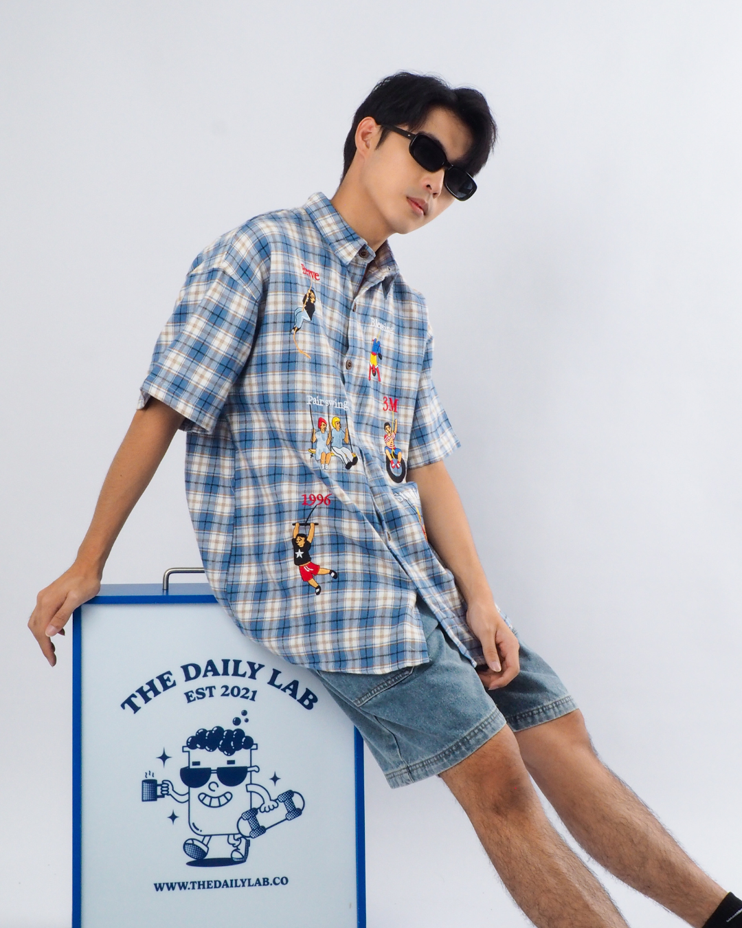 Summer Vintage Plaid Shirt in Blue