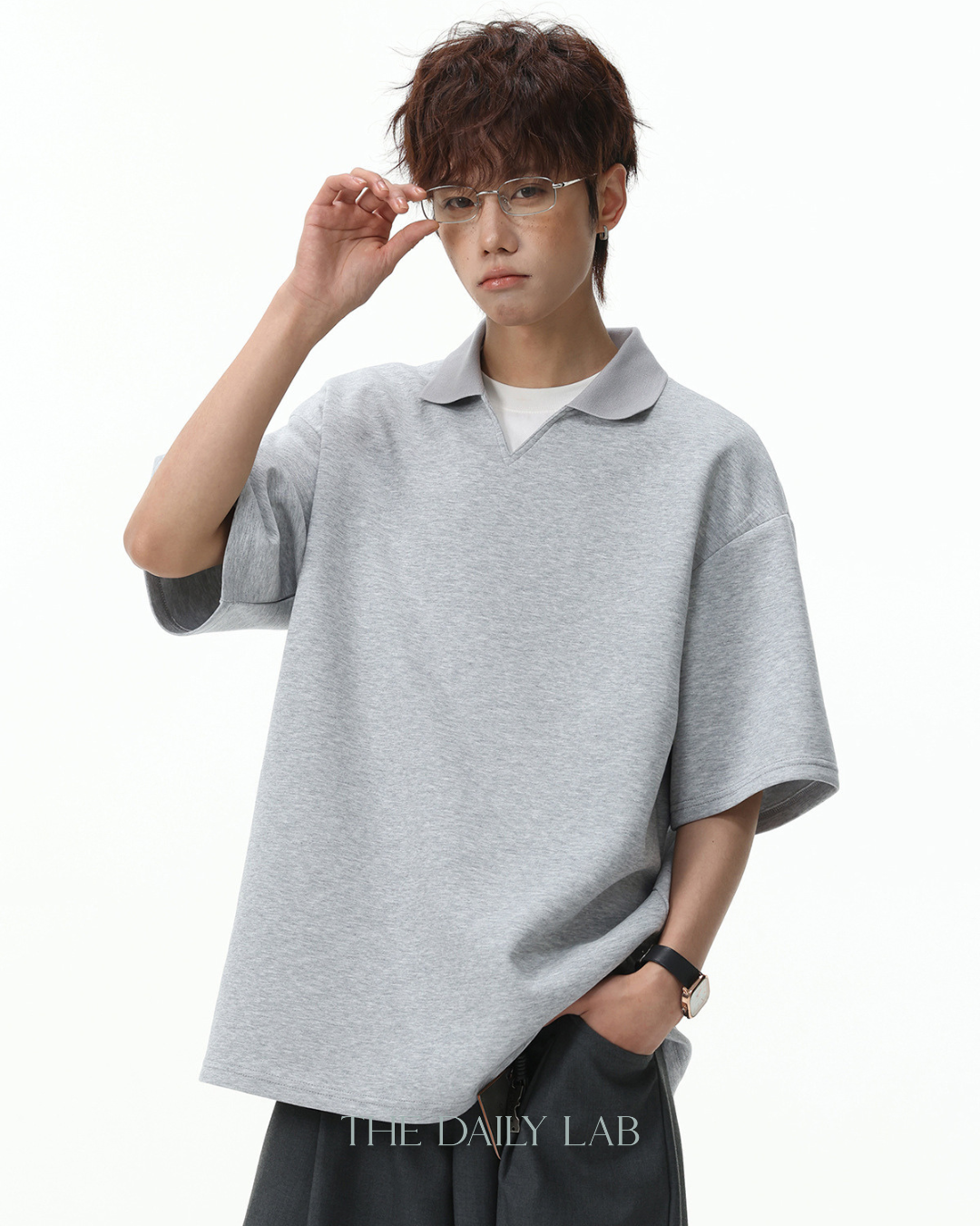 Estate V Polo Tee in Grey