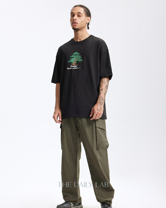 Sunshine  Loose Fit Cotton Tee in Black