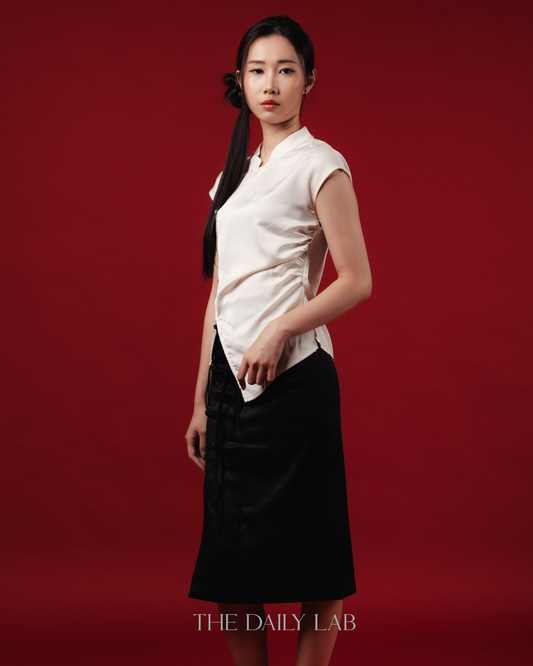 Ivory Line Stand-Collar Qipao Top (In-Stock)