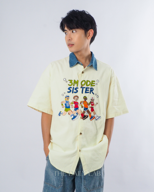 Vintage Corduroy Varsity Shirt in Apricot
