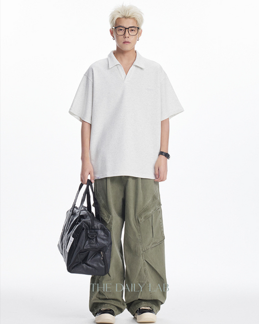 Minimalist Polo Collar Tee in White
