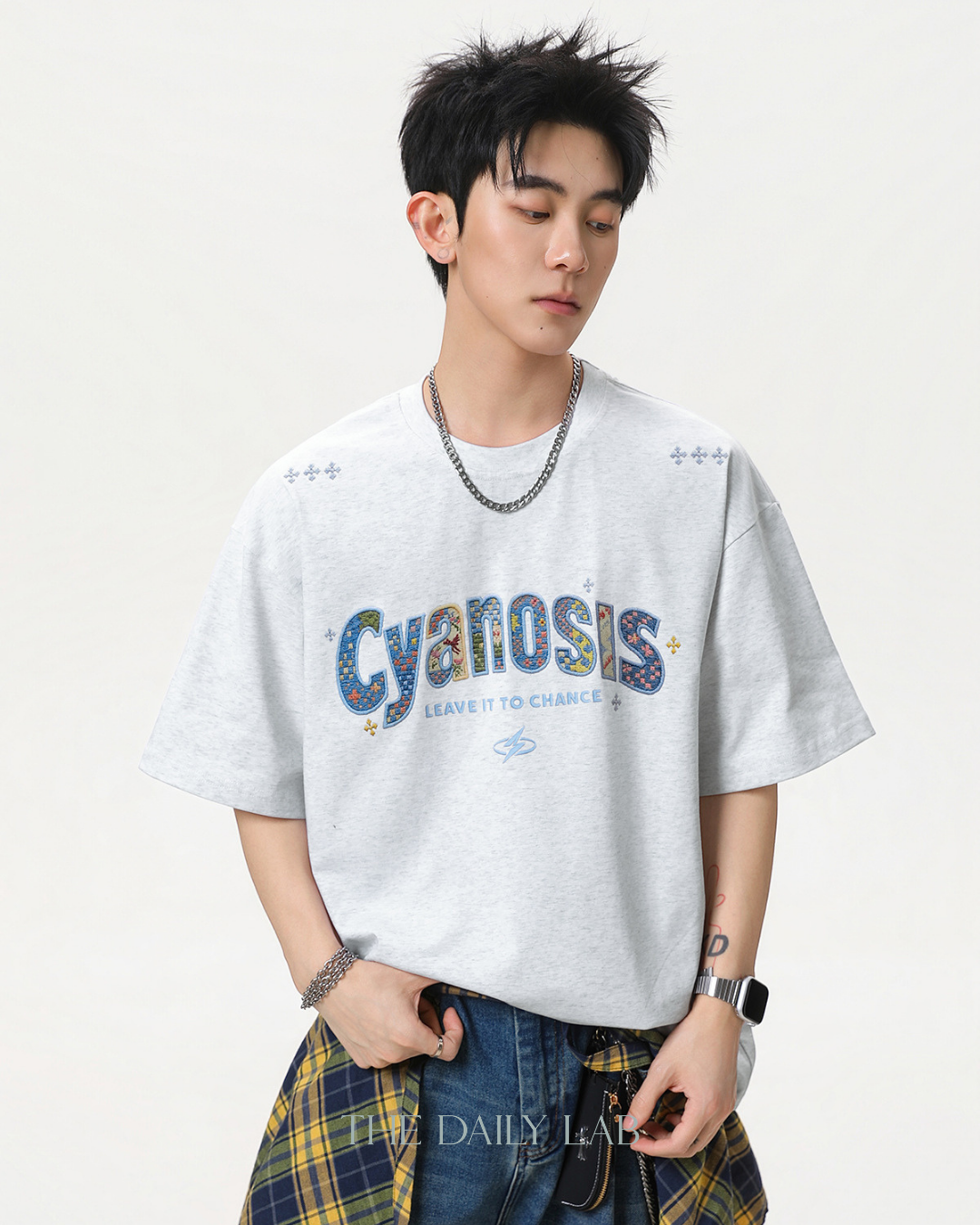 Urban Patch Embroidery Tee in Grey