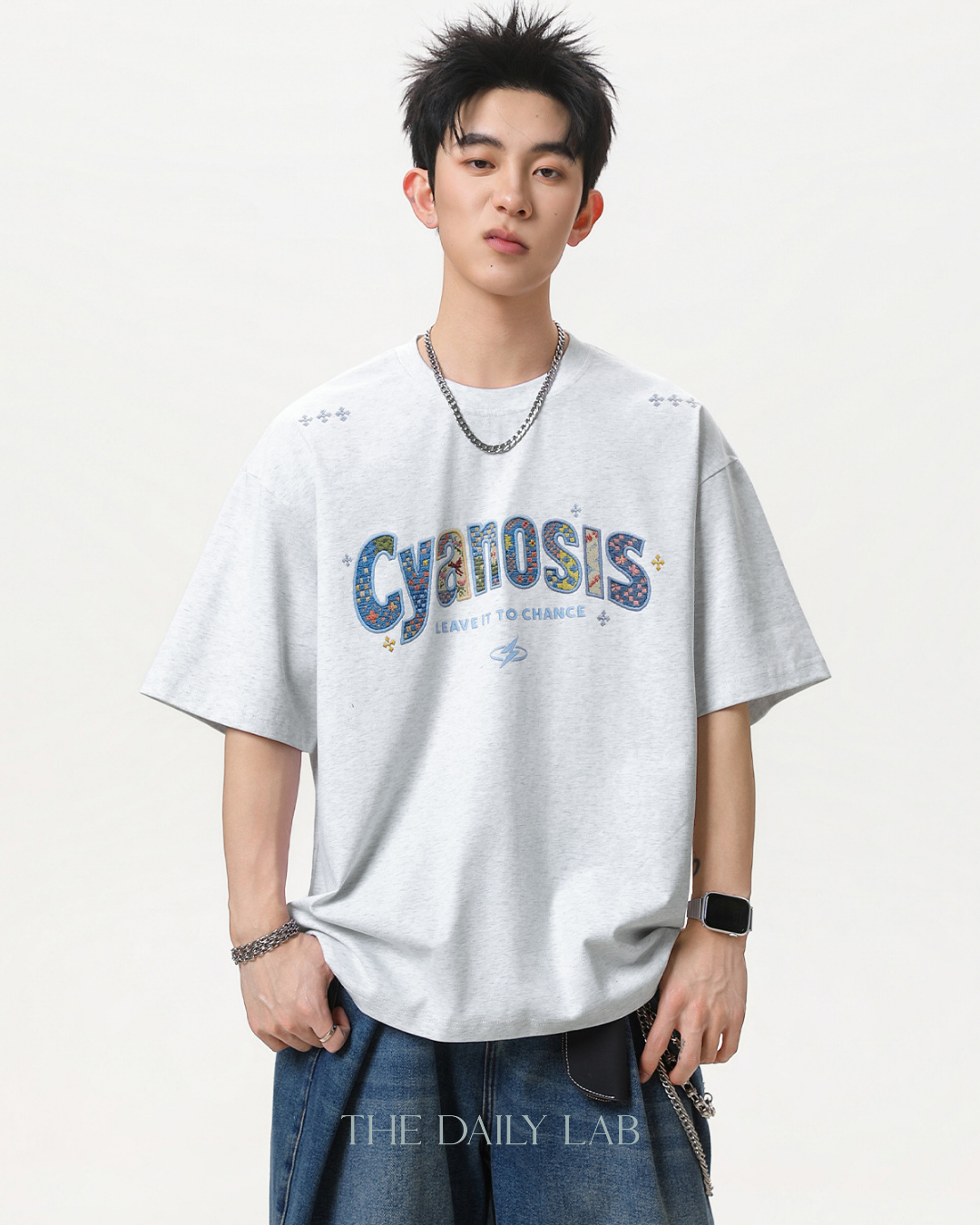 Urban Patch Embroidery Tee in Grey