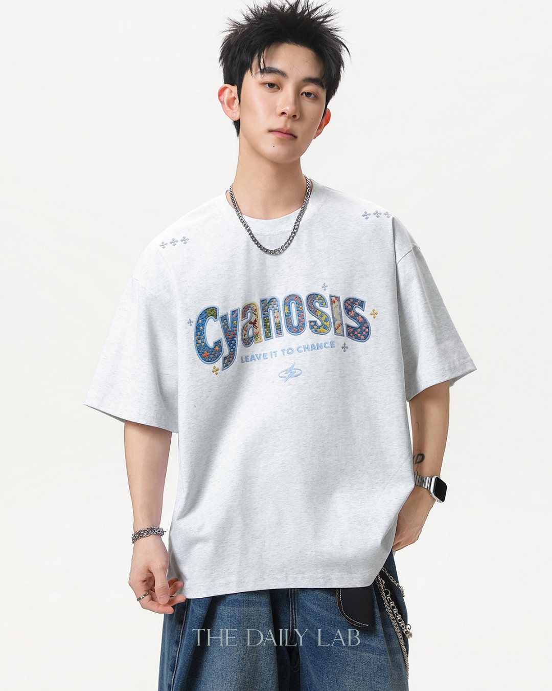 Urban Patch Embroidery Tee in Grey