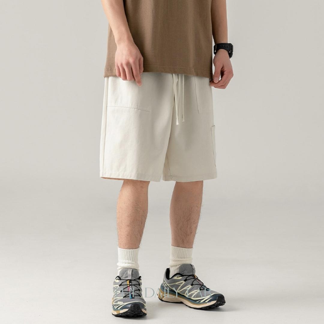 Loose Fit Casual Straight Pants in Beige