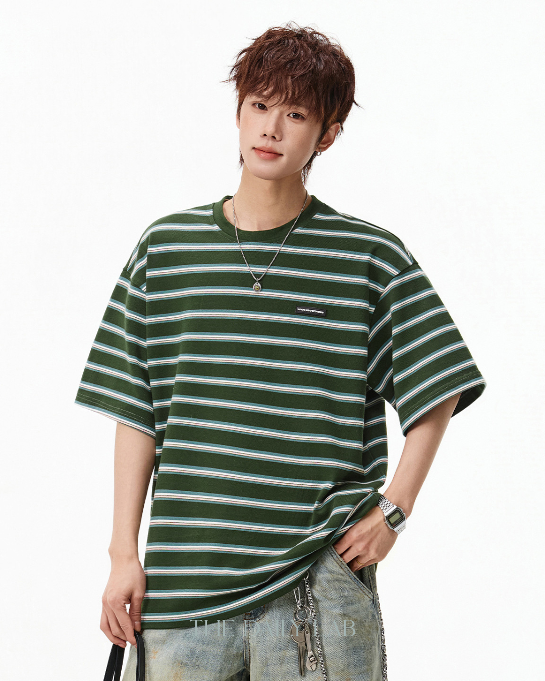 Archive Stripe Tee in Green