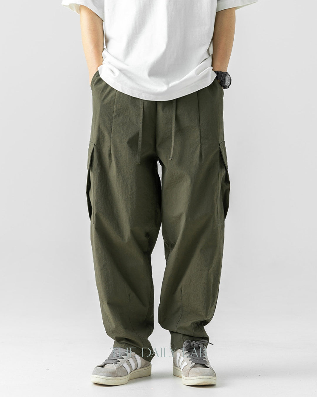 Taslon Relaxed Fit Long Pants in Army Green