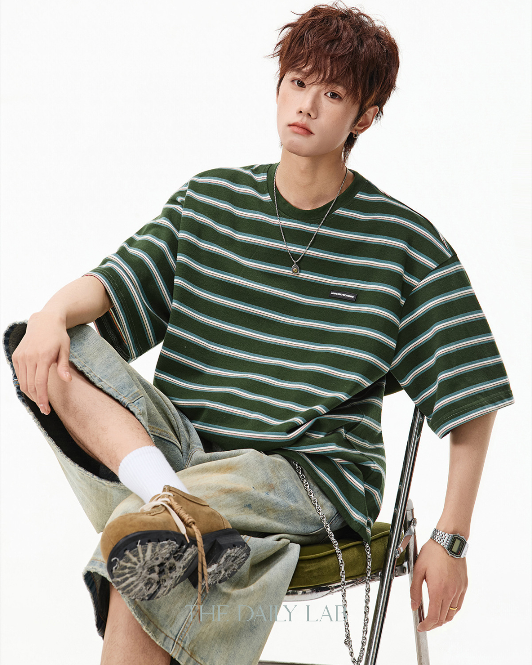 Archive Stripe Tee in Green