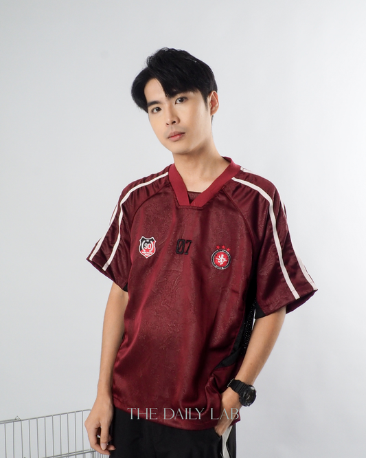 American Vintage Football Tee in Maroon