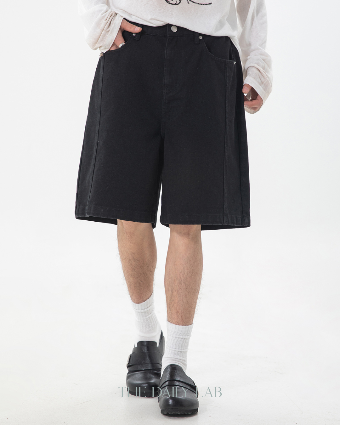 Twill Utility Shorts in Black